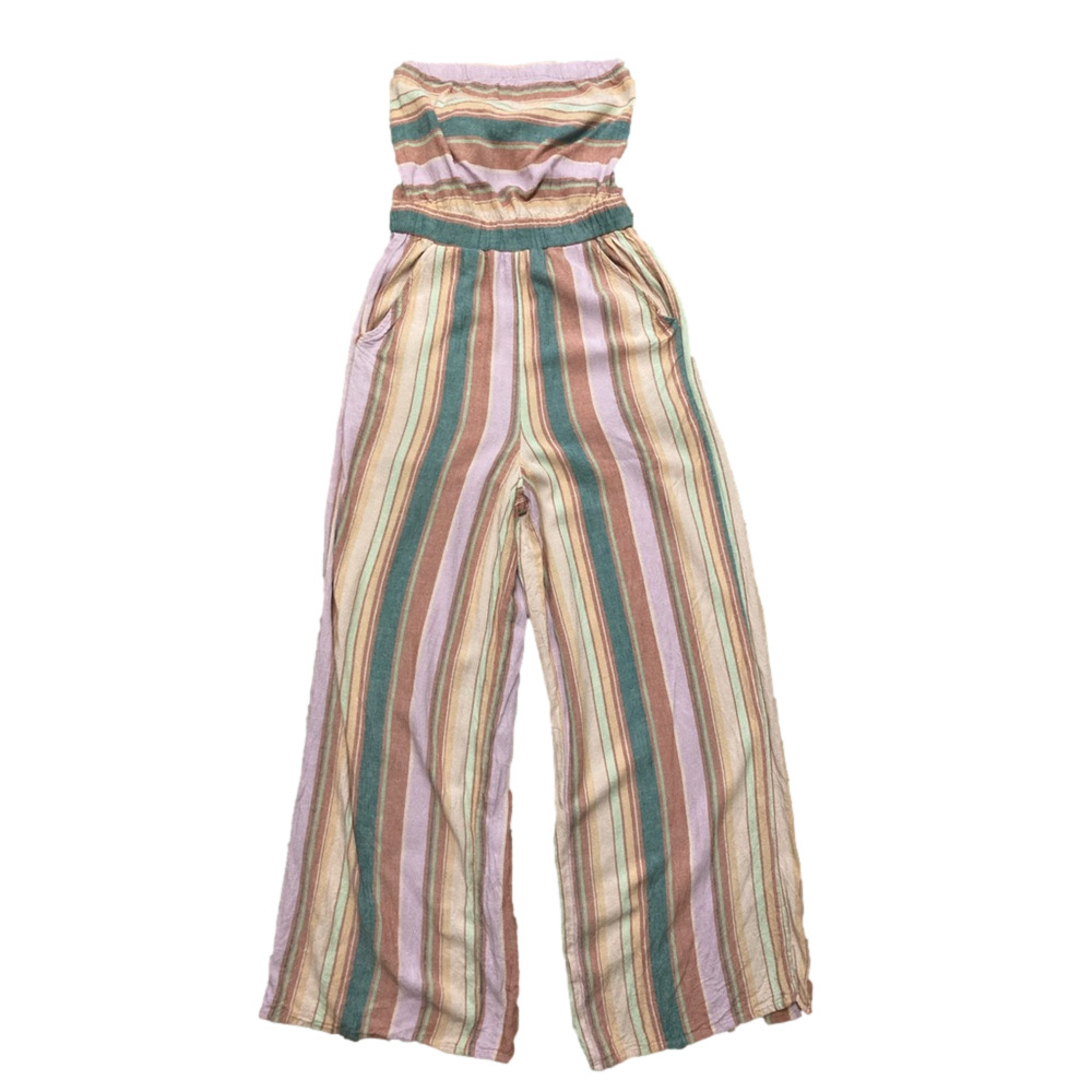 🦋2 For $50🦋 Pink and Green Strapless Jumpsuit With Pockets - Picture 3 of 5